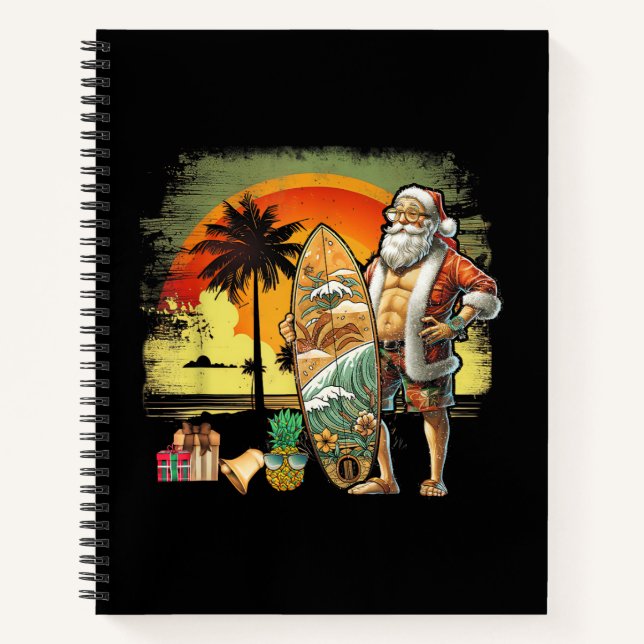 Cuaderno Tropical Summer Surfing Santa Claus 6 Pack Christm (Anverso)