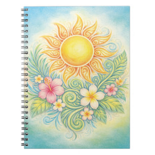 Cuaderno Tropical Sun with Pink Hibiscus and Plumeria