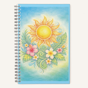 Cuaderno Tropical Sun with Pink Hibiscus and Plumeria