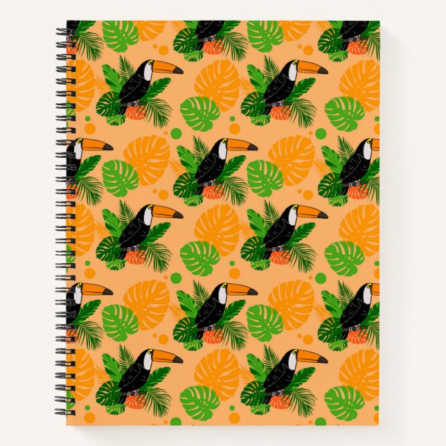 Cuaderno Trópico Toucan Bird Seamless Pattern (Anverso)