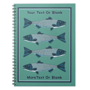 Cuaderno Trucha de arte popular azul/salmón