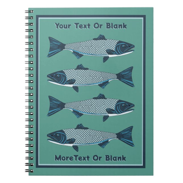 Cuaderno Trucha de arte popular azul/salmón (Frente)