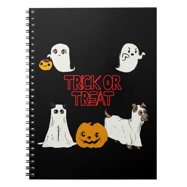 Cuaderno Truco o trato a los fantasmas de Halloween (Frente)