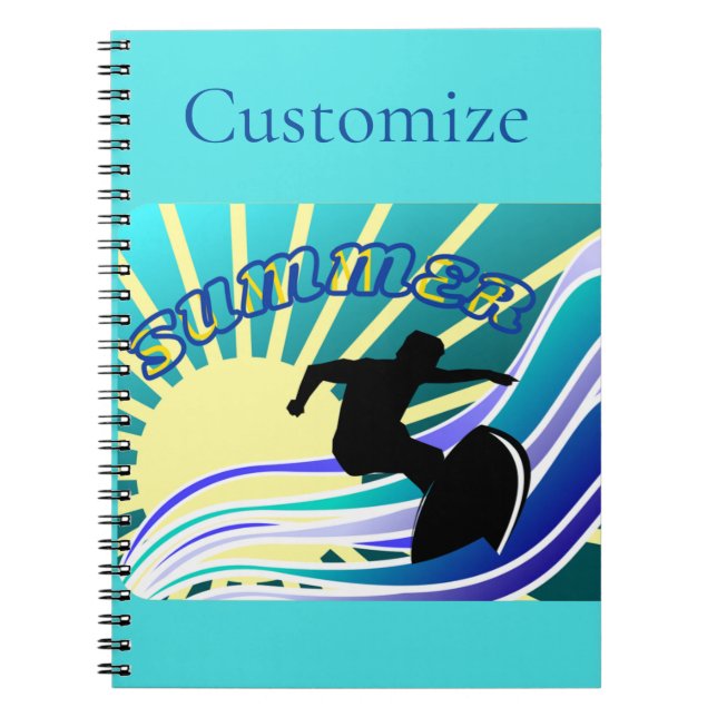 Cuaderno Trueno divertido de surf de verano (Frente)