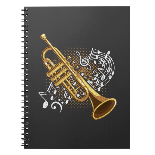Cuaderno Trumpet Player Musical Notes Jazz Music Art (Frente)