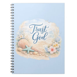 Cuaderno "Trust God" Coastal Beach Watercolor Christian