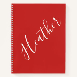 Cuaderno Tu escritura blanca personalizada sobre rojo