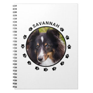 Cuaderno Tu foto de mascota personalizada con huellas y tex