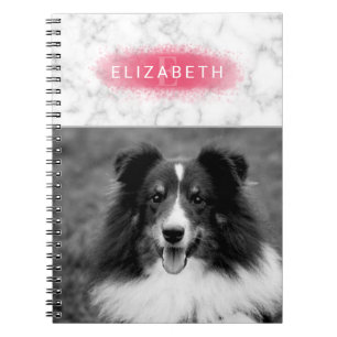 Cuaderno Tu foto personalizada y textura de mármol falso co