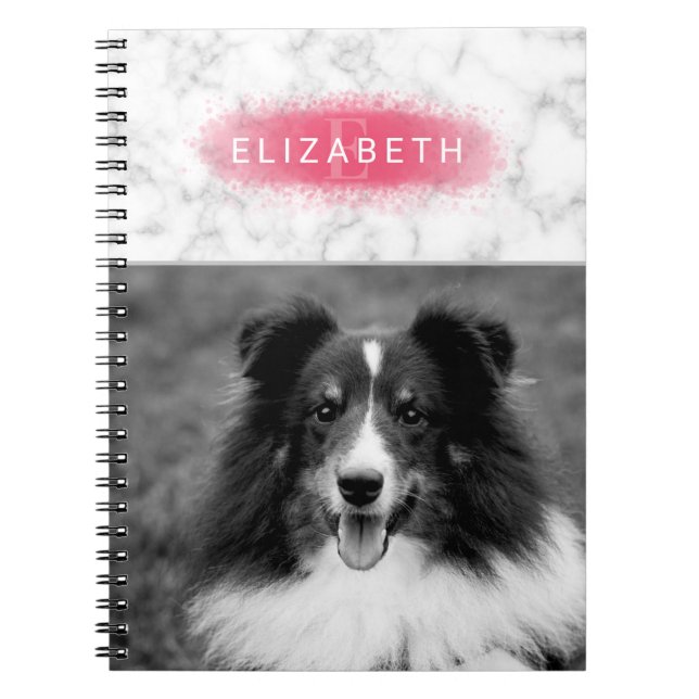 Cuaderno Tu foto personalizada y textura de mármol falso co (Frente)