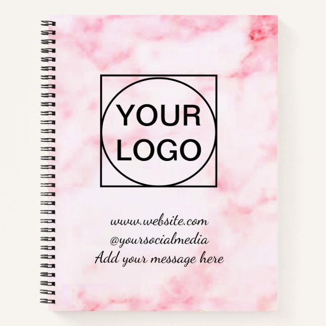 Cuaderno Tu logo aquí blanco simple minimal MÁRMOL ROSA No (Anverso)