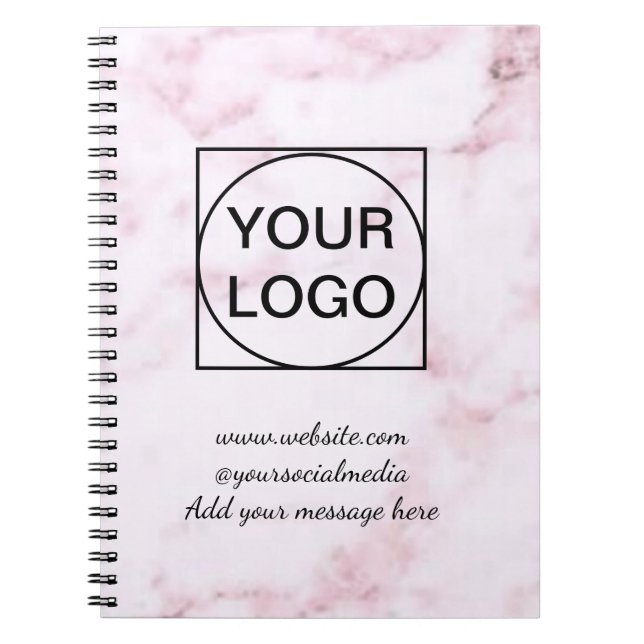 Cuaderno Tu logo aquí blanco simple minimal MÁRMOL ROSA No (Frente)