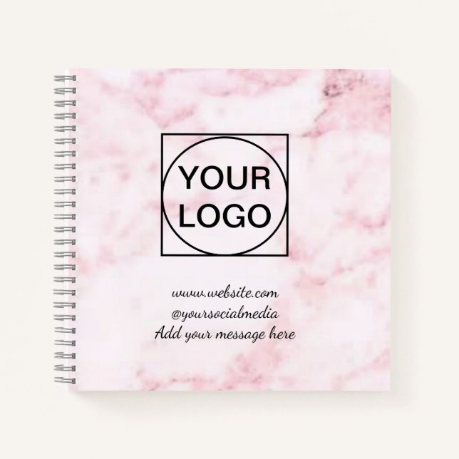 Cuaderno Tu logo aquí mármol ROSA simple minimal blanco (Anverso)