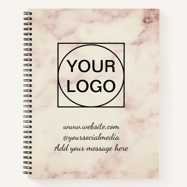 Cuaderno Tu logo aquí mármol rosa simple minimal blanco No (Anverso)