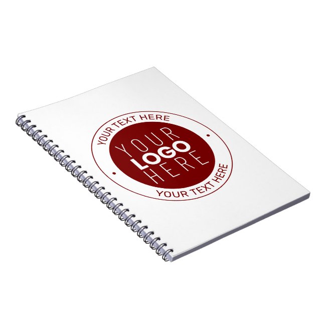 Cuaderno Tu logotipo y texto personalizable | Rojo intenso/ (Lado Derecho)