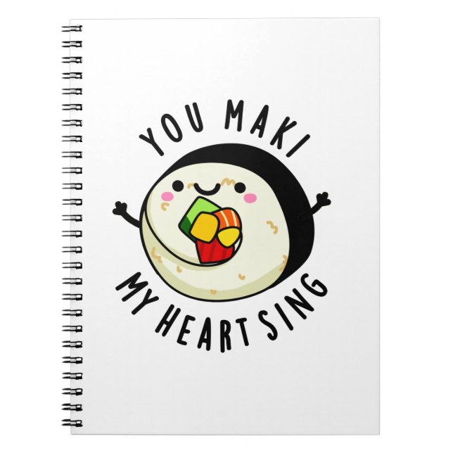 Cuaderno Tú Maki Mi Corazón Canta Pun de Sushi Divertido (Frente)