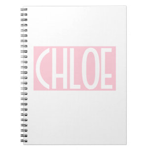 Cuaderno Tu Nombre   Texto Blanco en Rosa Claro
