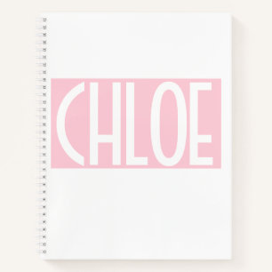 Cuaderno Tu Nombre Texto Blanco en Rosa Claro