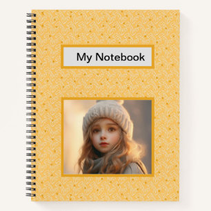 Cuaderno Tu propia foto con un patrón de queso amarillo
