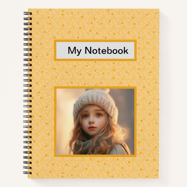 Cuaderno Tu propia foto con un patrón de queso amarillo (Anverso)