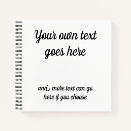 Cuaderno Tu propio texto al frente. Texto negro sobre blanc