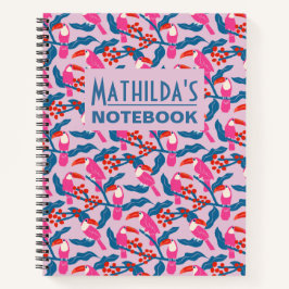 Cuaderno Tucanes rosados juguetones y brillantes