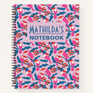 Cuaderno Tucanes rosados juguetones y brillantes