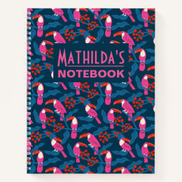 Cuaderno Tucanes rosados juguetones y brillantes