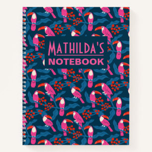Cuaderno Tucanes rosados juguetones y brillantes