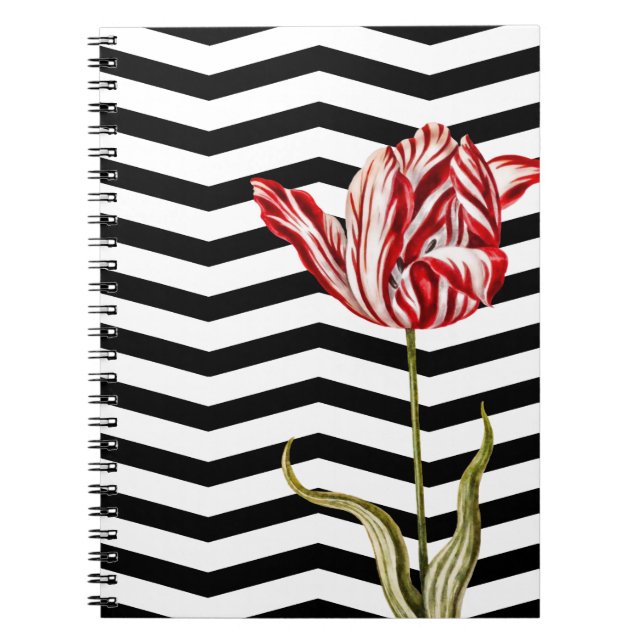 Cuaderno Tulip Botanical Chevron Stripes Pattern (Frente)