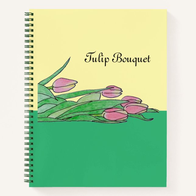 Cuaderno Tulip Bouquet Abajo Crema y Verde (Anverso)