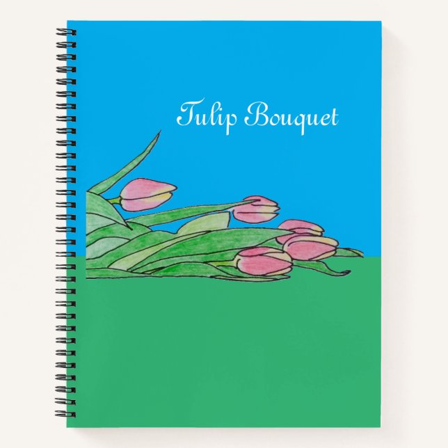 Cuaderno Tulip Bouquet Abajo Verde y Azul (Anverso)