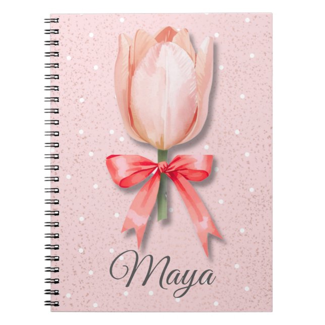 Cuaderno Tulip Coquette Nombre | Diario Pastel (Frente)