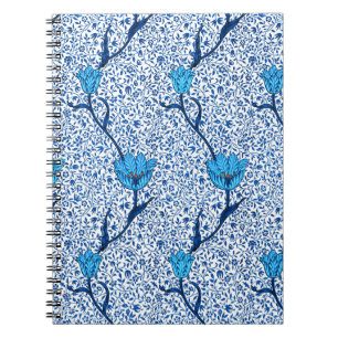 Cuaderno Tulip Damask de Art Nouveau, azul cobalto