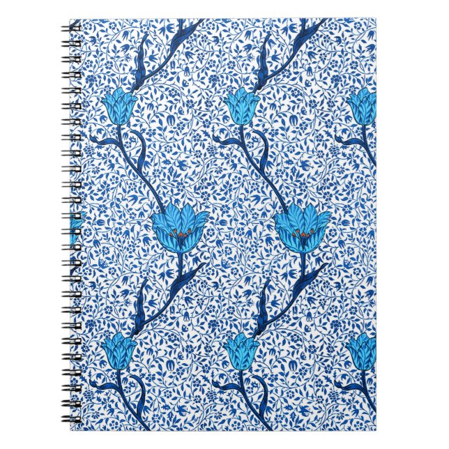 Cuaderno Tulip Damask de Art Nouveau, azul cobalto (Frente)