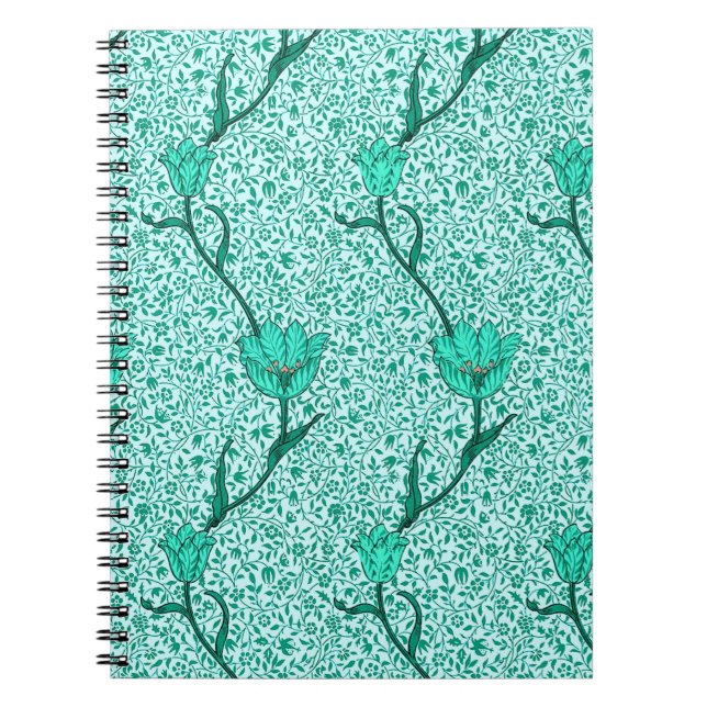 Cuaderno Tulip Damask de Art Nouveau, Turquesa (Frente)