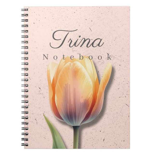 Cuaderno Tulip Floral Notebook Name | Pastel Journal (Frente)