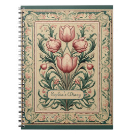 Cuaderno Tulip Flowers Ornament Esmeralda Medieval