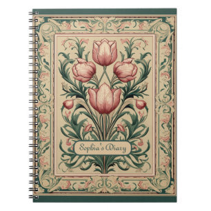 Cuaderno Tulip Flowers Ornament Esmeralda Medieval