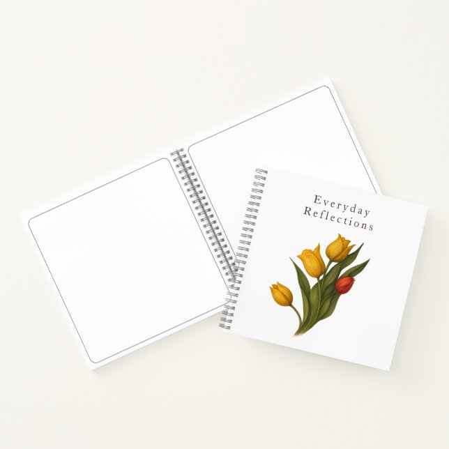 Cuaderno Tulip Reflections — Crisp White Luxe Journal (Interior)