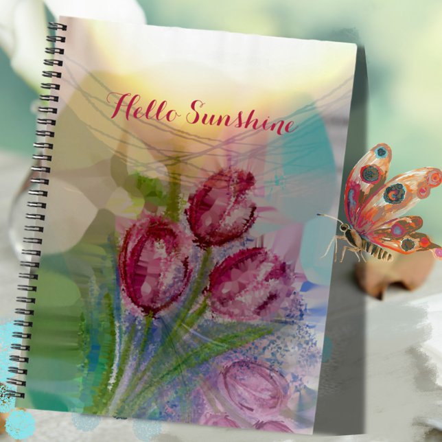 Cuaderno Tulip rosa de color de agua (Watercolor Pink Tulip Notebook)