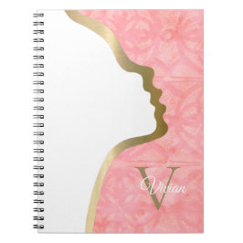 Cuaderno Tulip Rosa Y Gold Face Monograma Nombre