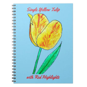 Cuaderno Tulipán Amarillo Único con Destellos Rojos