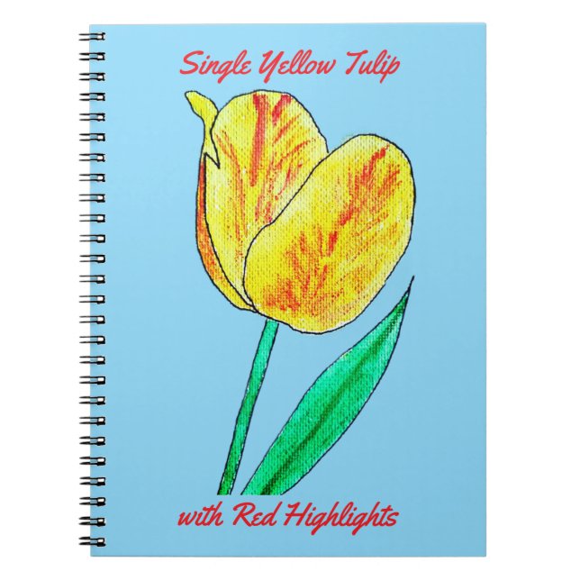 Cuaderno Tulipán Amarillo Único con Destellos Rojos (Frente)