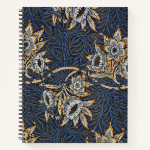 Cuaderno Tulipán de sauce patrón azul floral de William Mor