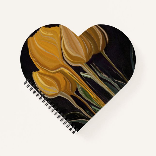 Cuaderno Tulipán Dorado Trio sobre Negro (Anverso)