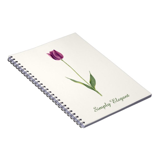 Cuaderno Tulipán Morado Personalizado Elegante (Lado Derecho)