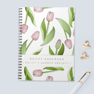 Cuaderno Tulipán Rosa Moderno Personalizado