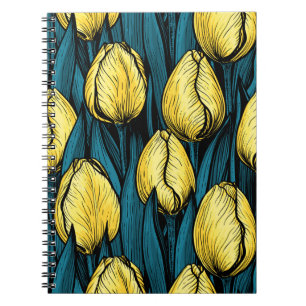 Cuaderno Tulipanes amarillos con hojas azules