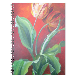 Cuaderno Tulipanes artísticos rojos y amarillos